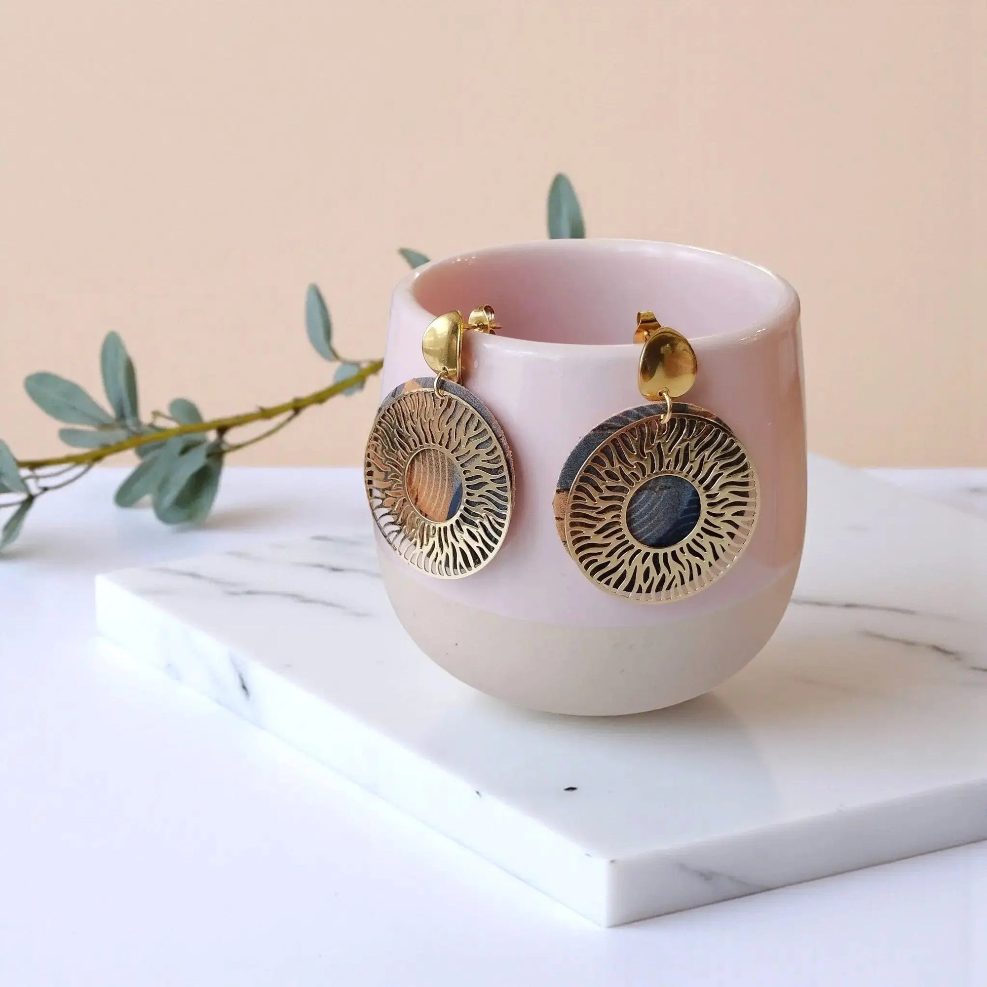 Boucles d'oreilles vegan en liège, Solia  Karmyliege