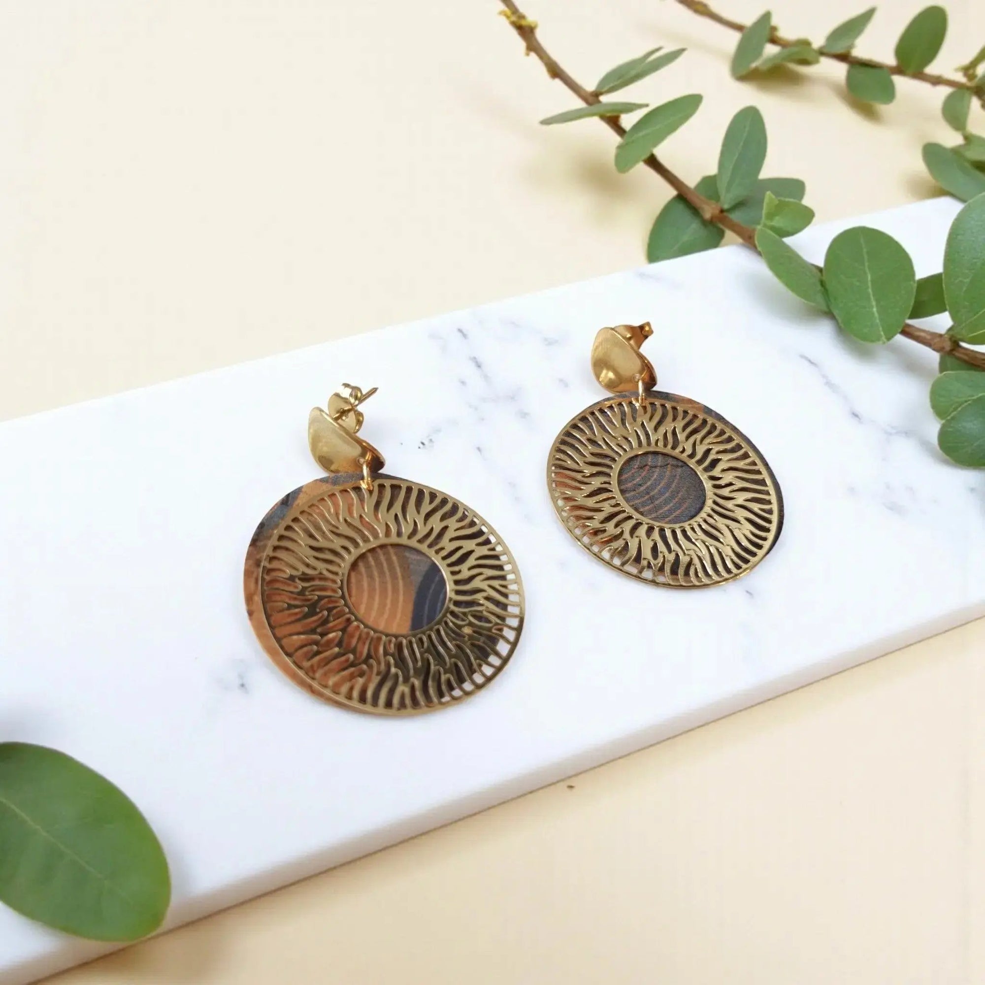 Boucles d&#39;oreilles vegan en liège, Solia  Karmyliege