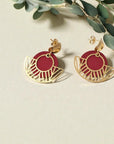 Boucles d'oreilles vegan en peau de pomme, Elena  Karmyliege Cuir de pomme fuchsia
