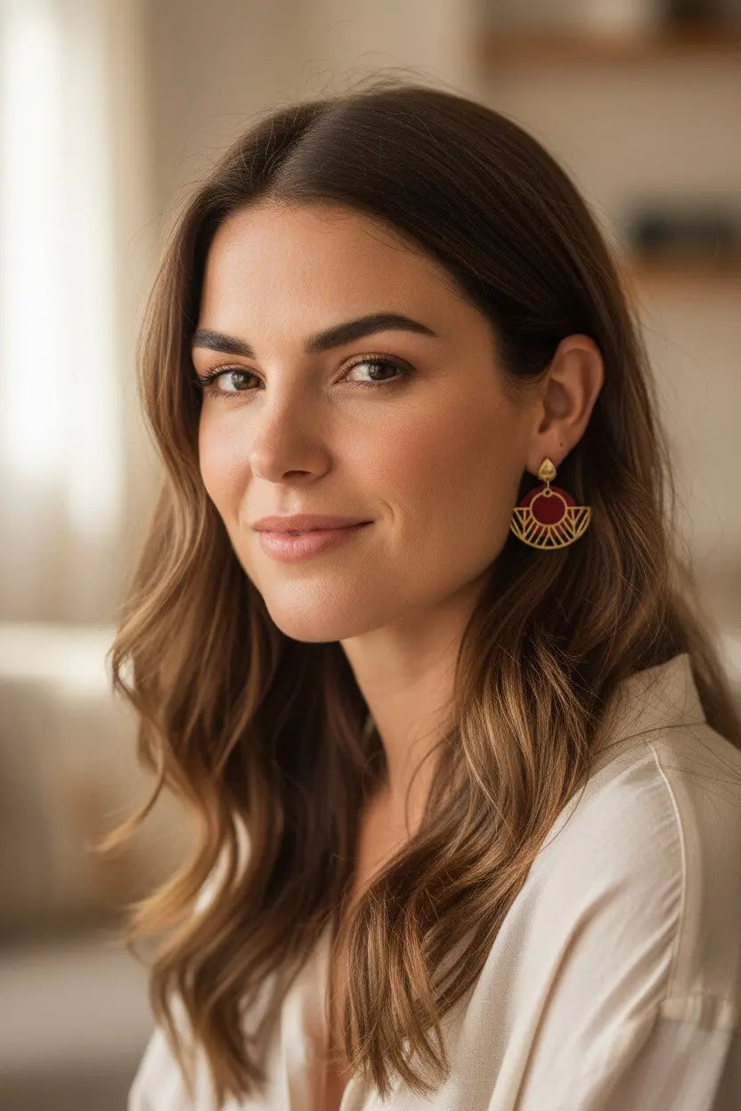 Boucles d'oreilles vegan en peau de pomme, Elena  Karmyliege