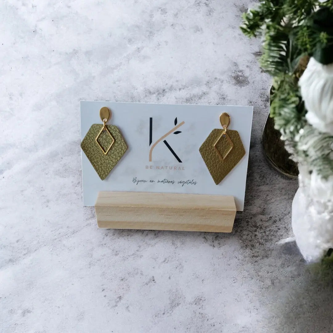Boucles d'oreilles vegan, Alicia - Cuir de pomme ou cactus  Karmyliege