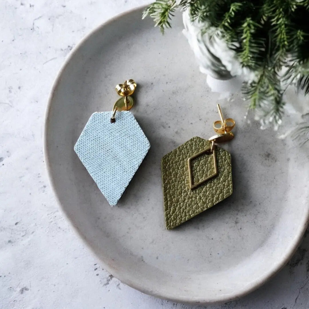 Boucles d'oreilles vegan, Alicia - Cuir de pomme ou cactus  Karmyliege