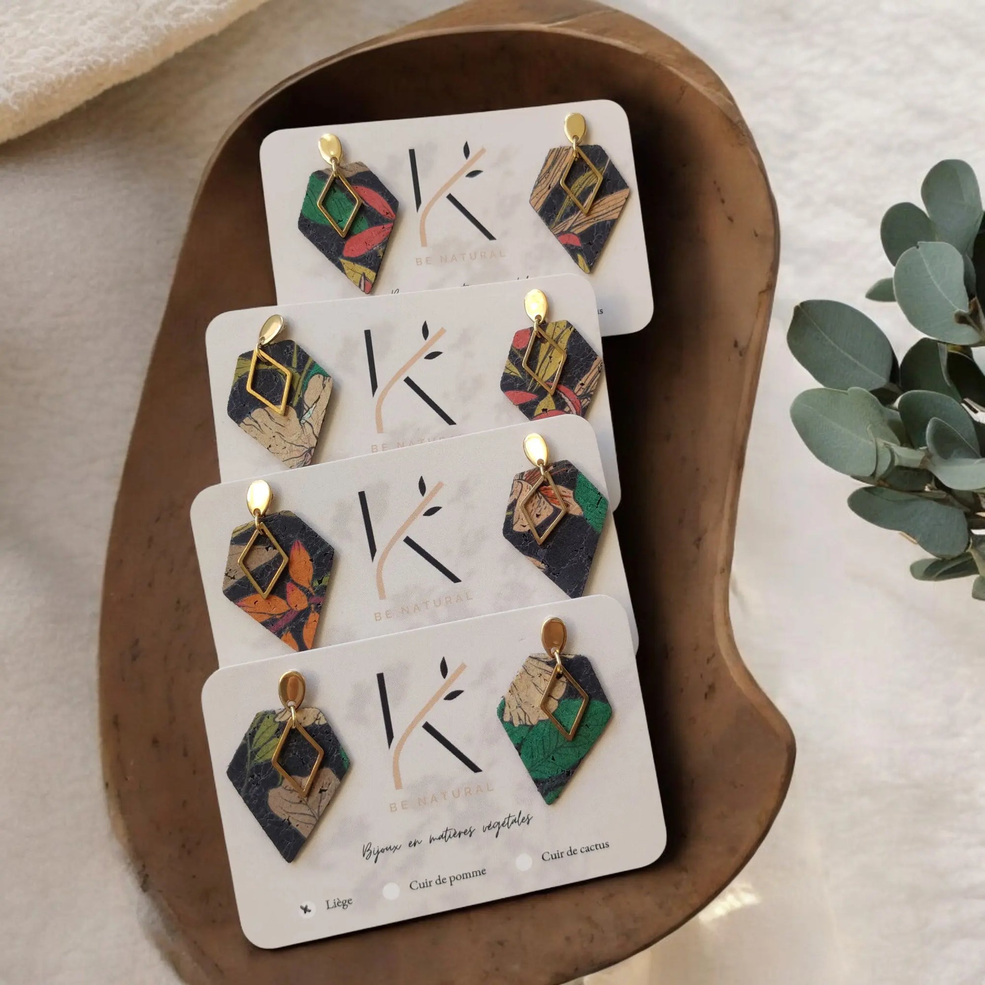 Boucles d'oreilles vegan, Alicia -en liège  Karmyliege