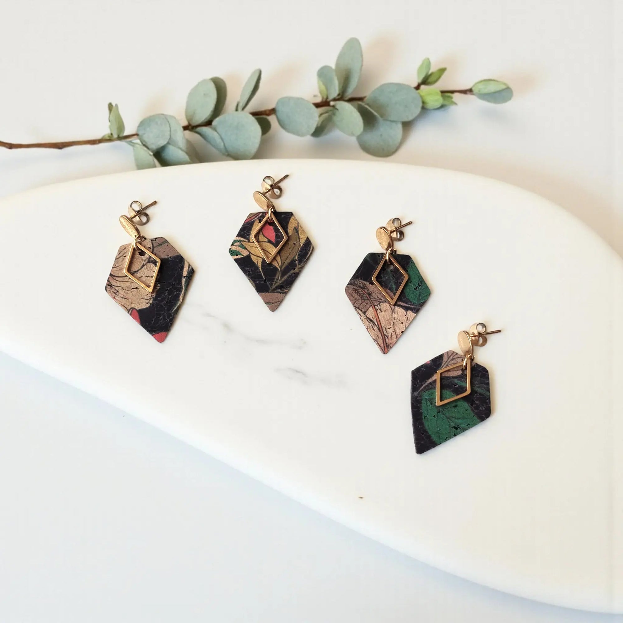 Boucles d'oreilles vegan, Alicia -en liège  Karmyliege