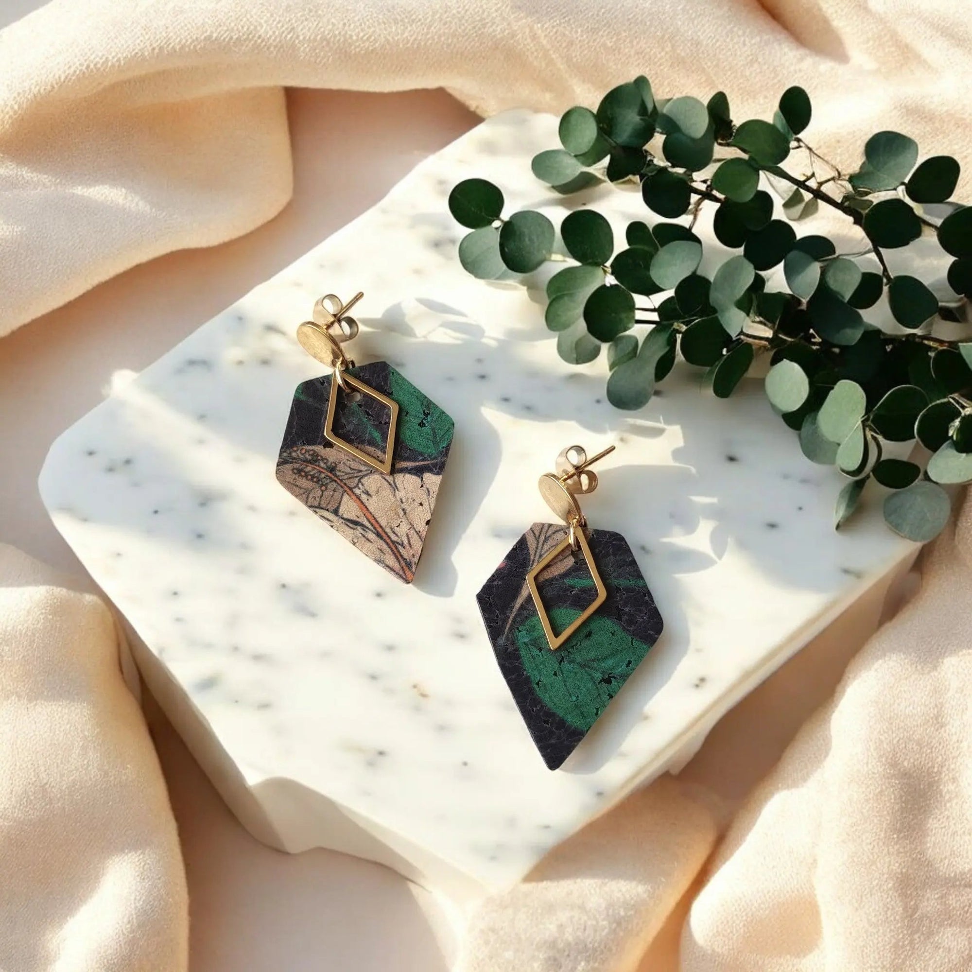 Boucles d'oreilles vegan, Alicia -en liège  Karmyliege