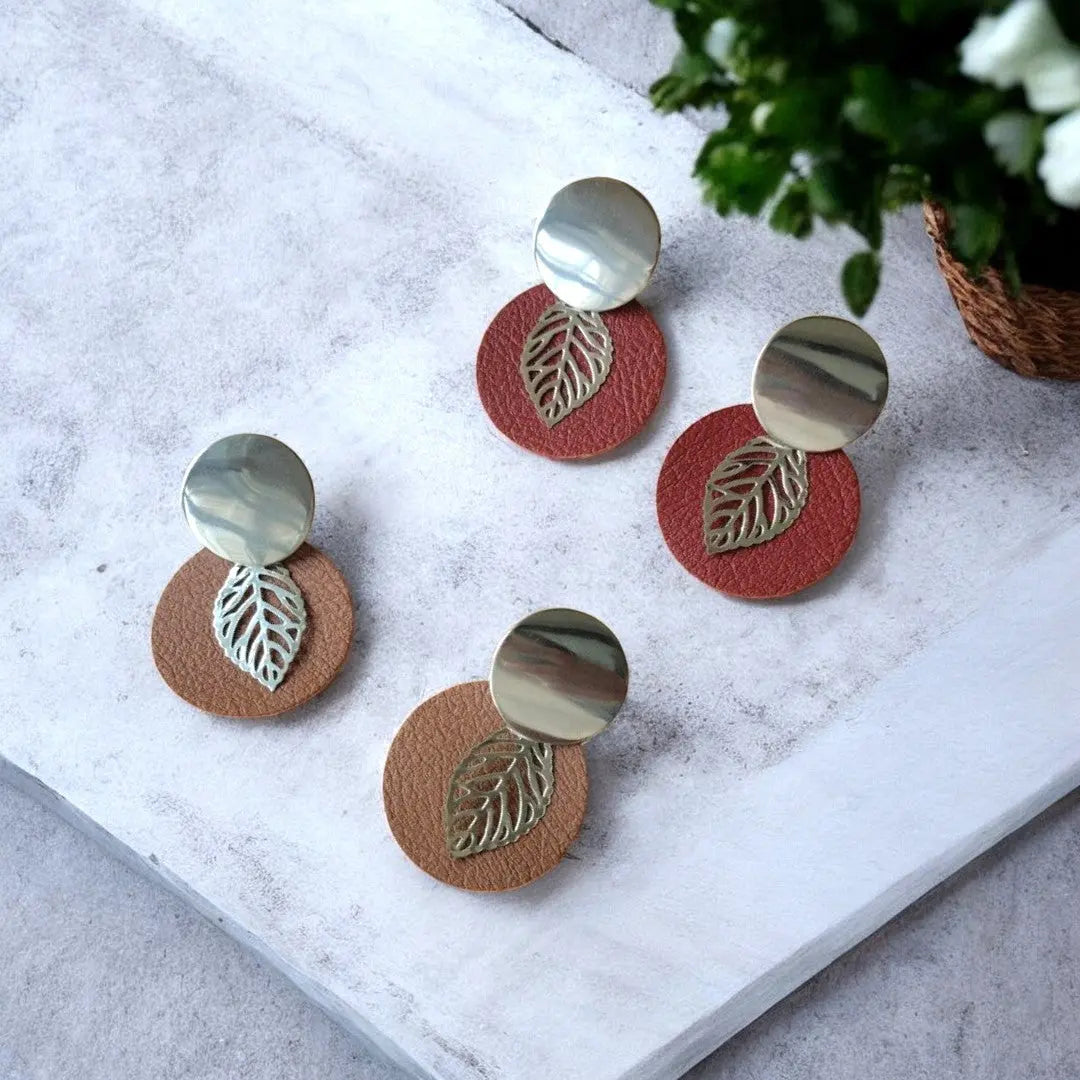 Boucles d'oreilles vegan, Romane - Cuir de pomme  Karmyliege
