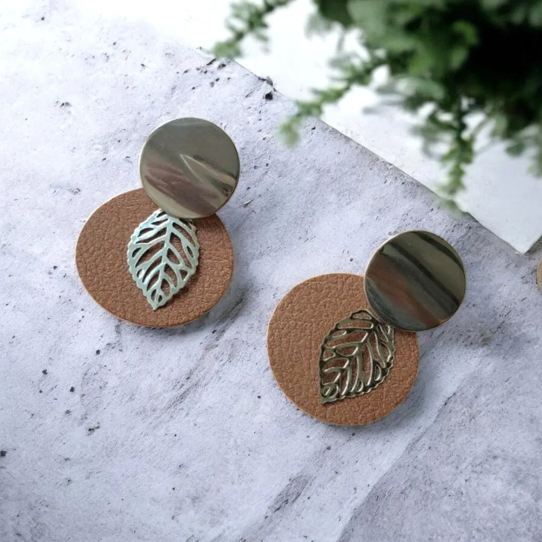 Boucles d'oreilles vegan, Romane - Cuir de pomme  Karmyliege
