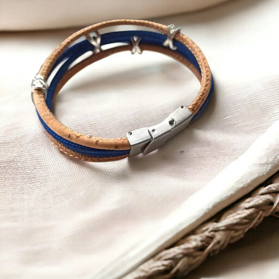 Bracelet en Liège Naturel Livia Bleu  Karmyliege