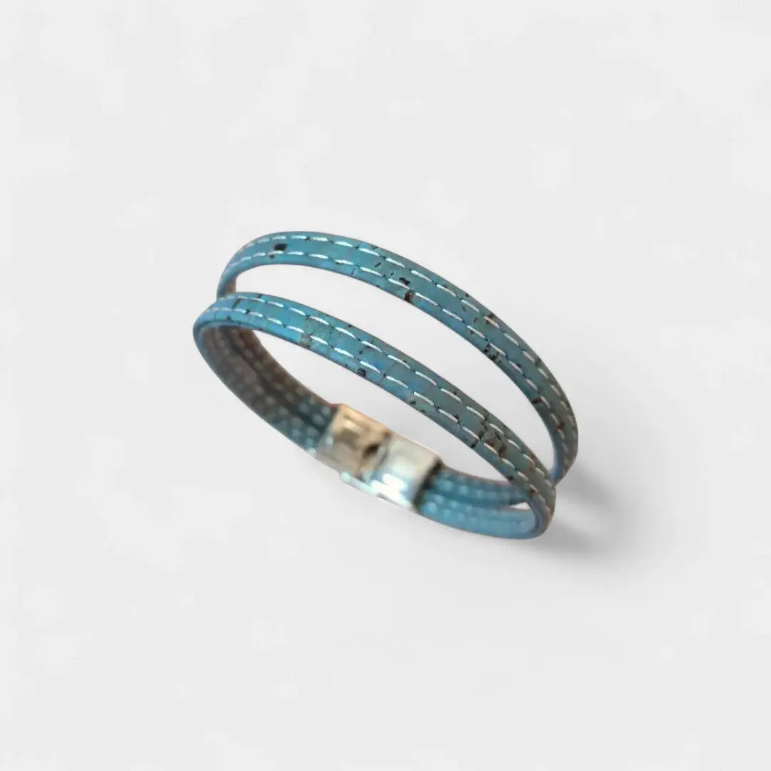 Bracelet en liège Nathanaël  Karmyliege 18cm / Bleu-gris