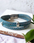 Bracelet en liège Valentina, bleu-gris