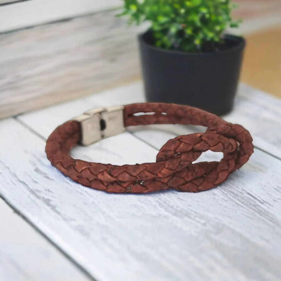 Bracelet en liège marin tressé  Karmyliege 22cm-Marron