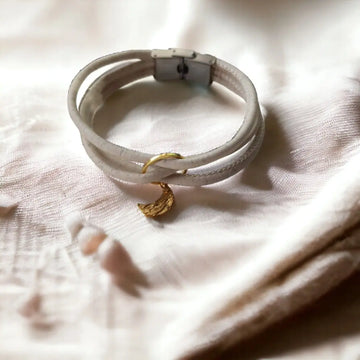 Bracelet en liège naturel Luna  Karmyliege 20cm-Blanc-cassé