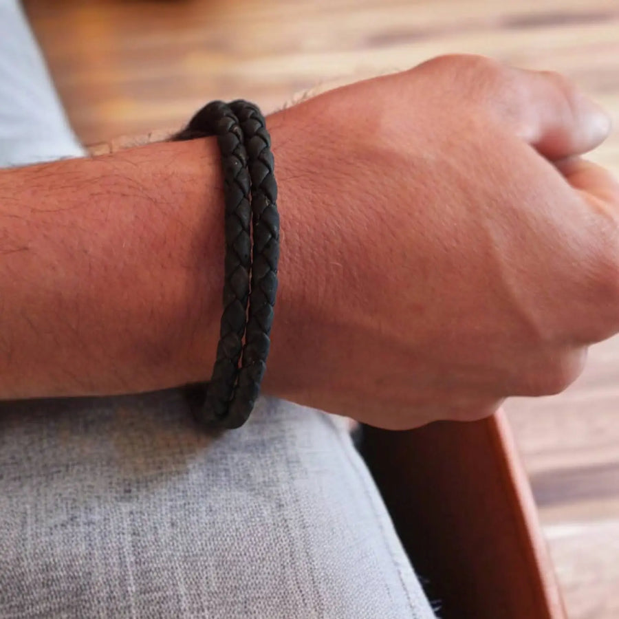 Bracelet en liège tressé Léo  Karmyliege 20cm-Noir