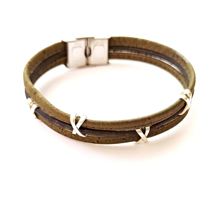 Bracelet en liège, Valentin  Karmyliege Vertetnoir21cm