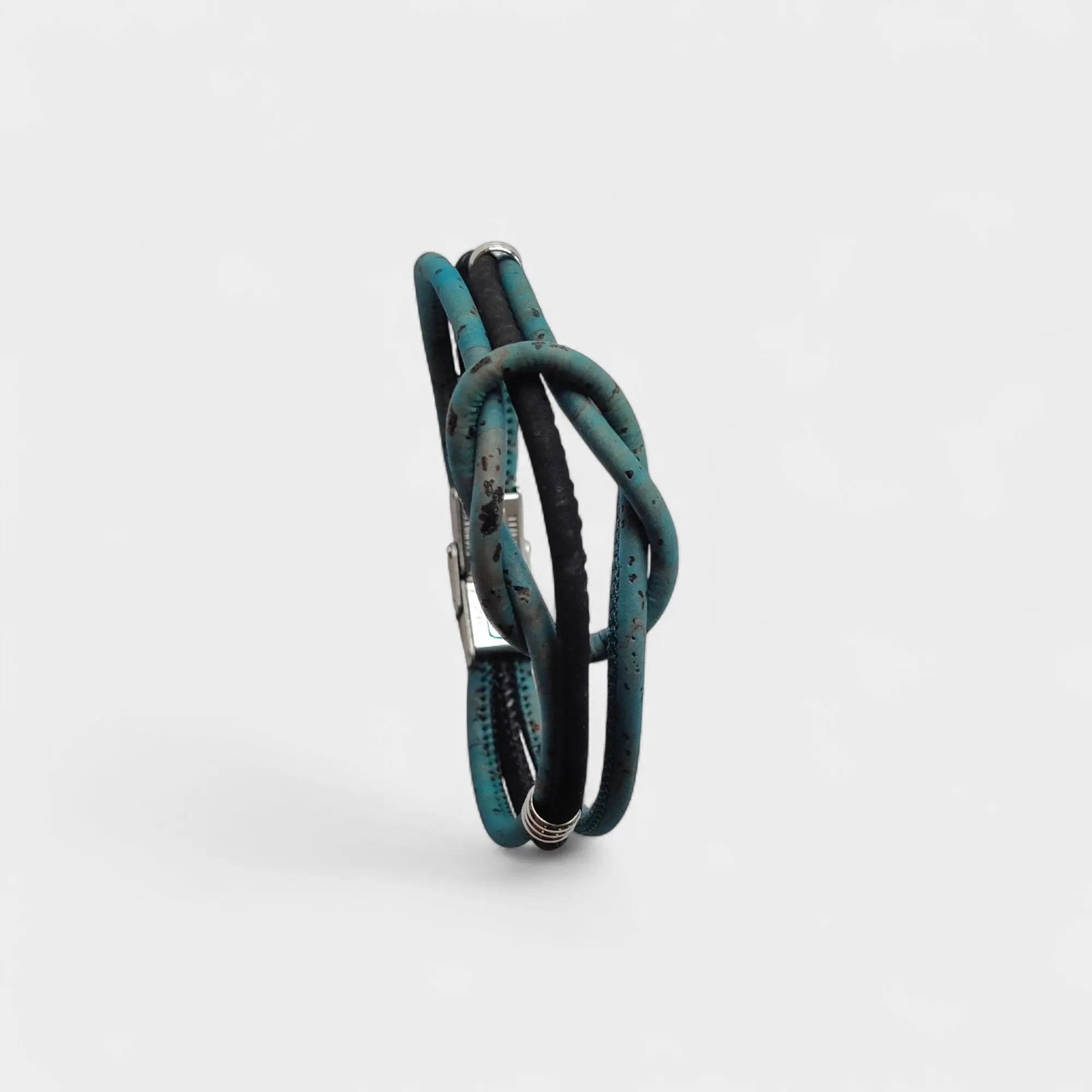 Bracelet vegan en liège Marin  Karmyliege 22cm / bleu minéral