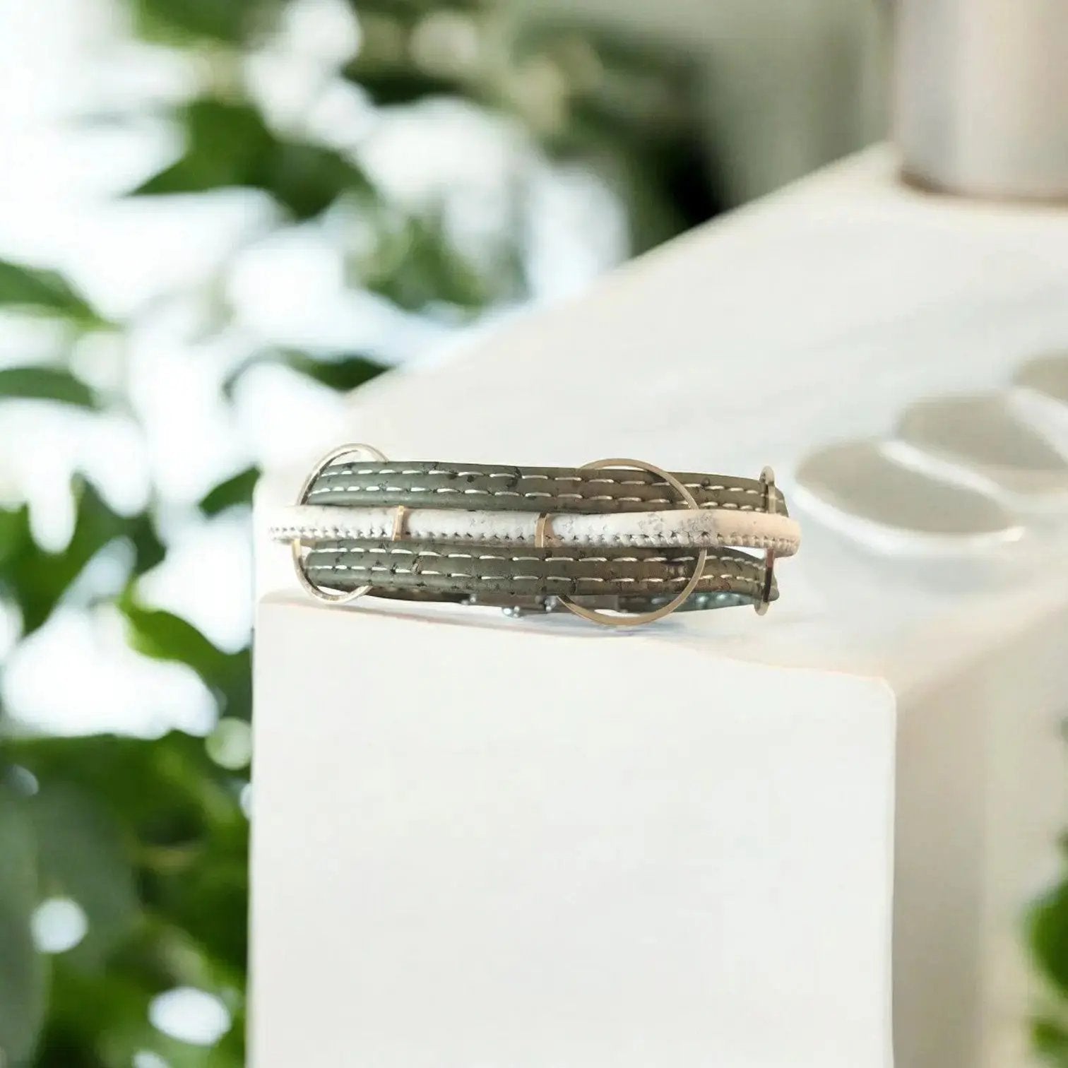 Bracelet en liège Olivia - Kaki - Bijoux été naturel femme  Karmyliege