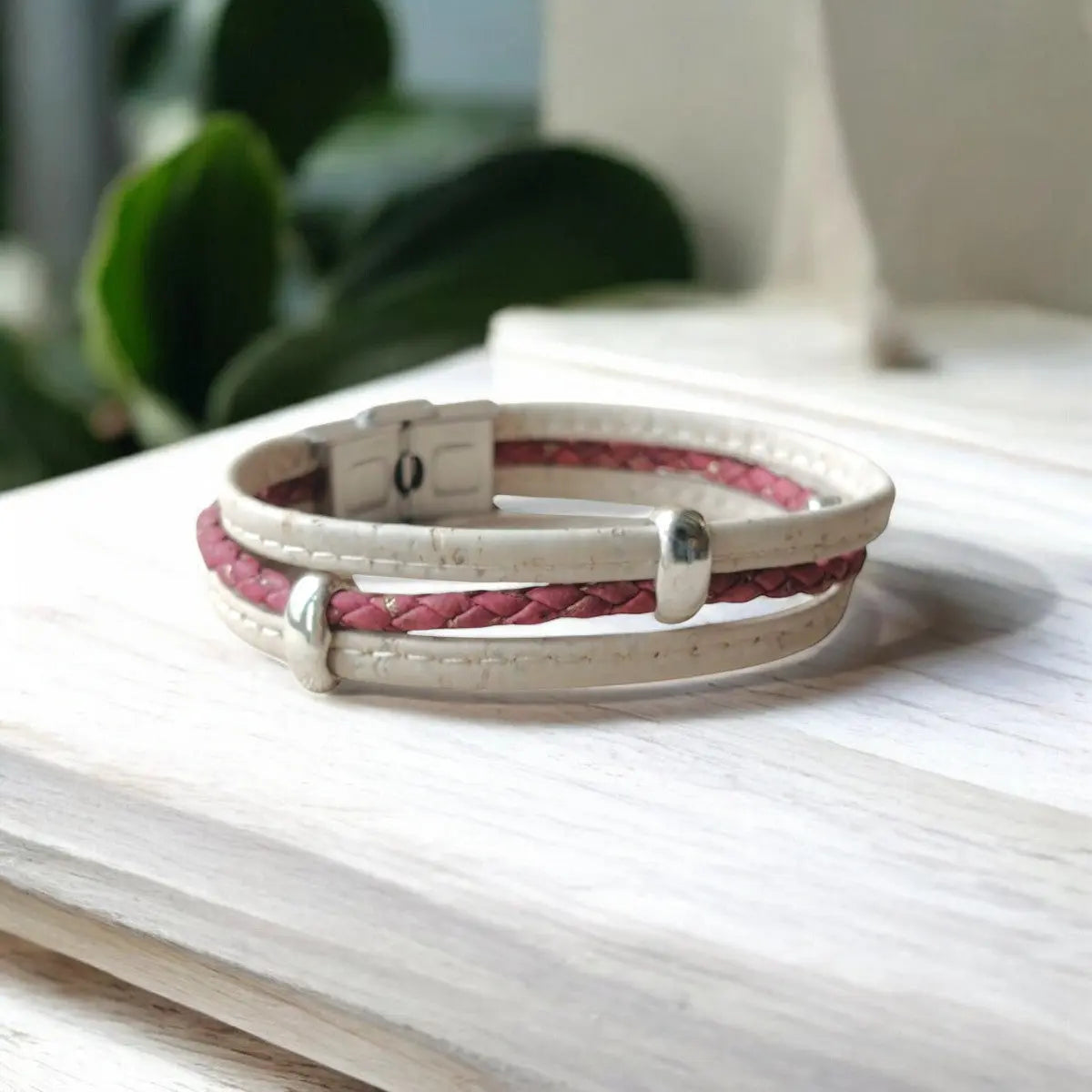 Bracelet vegan en liège Valentina, tressé doré  Karmyliege