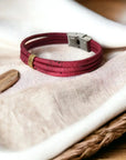 Bracelet en liège naturel Emeraude bordeaux  Karmyliege