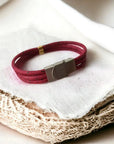 Bracelet en liège naturel Emeraude bordeaux  Karmyliege