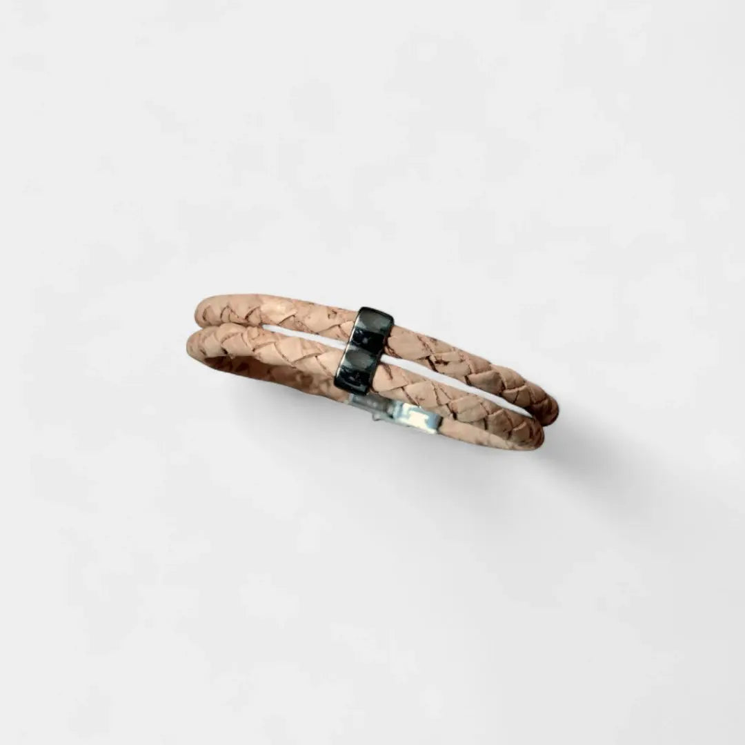 Bracelet vegan en liège tressé, Antoine  Karmyliege 22cm / Beige