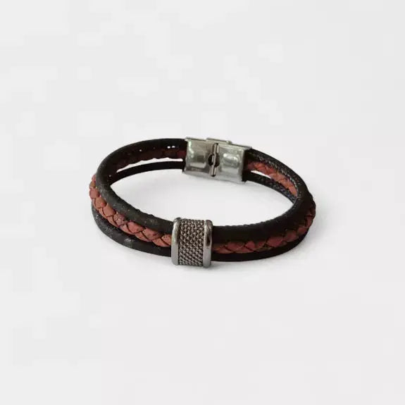 Bracelet vegan en liège tressé, Fabien  Karmyliege 22cm / Noir