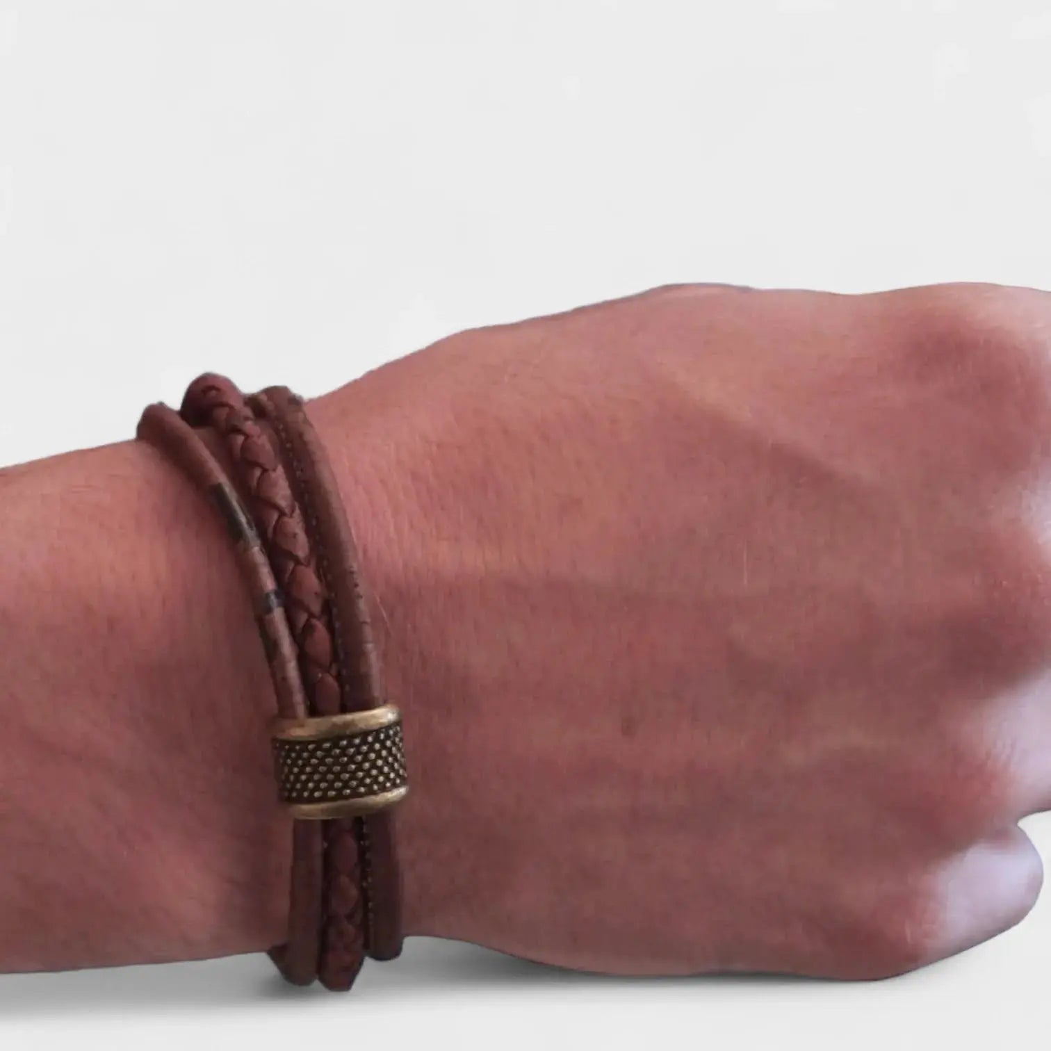 Bracelet vegan en liège tressé, Fabien  Karmyliege 22cm / Bronze