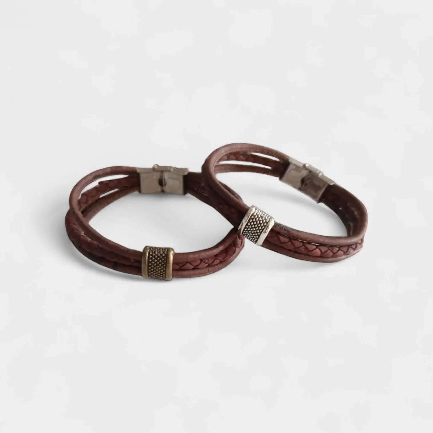 Bracelet vegan en liège tressé, Fabien  Karmyliege 22cm / Argent