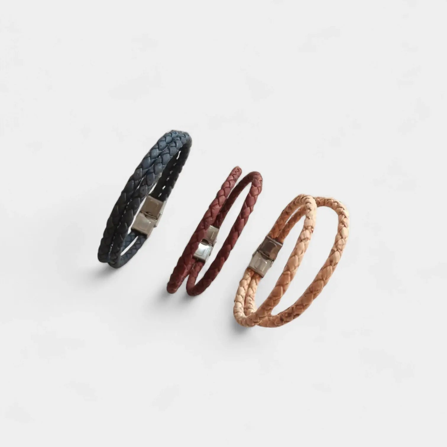 Bracelet vegan en liège tressé, Léo  Karmyliege 22cm / Beige