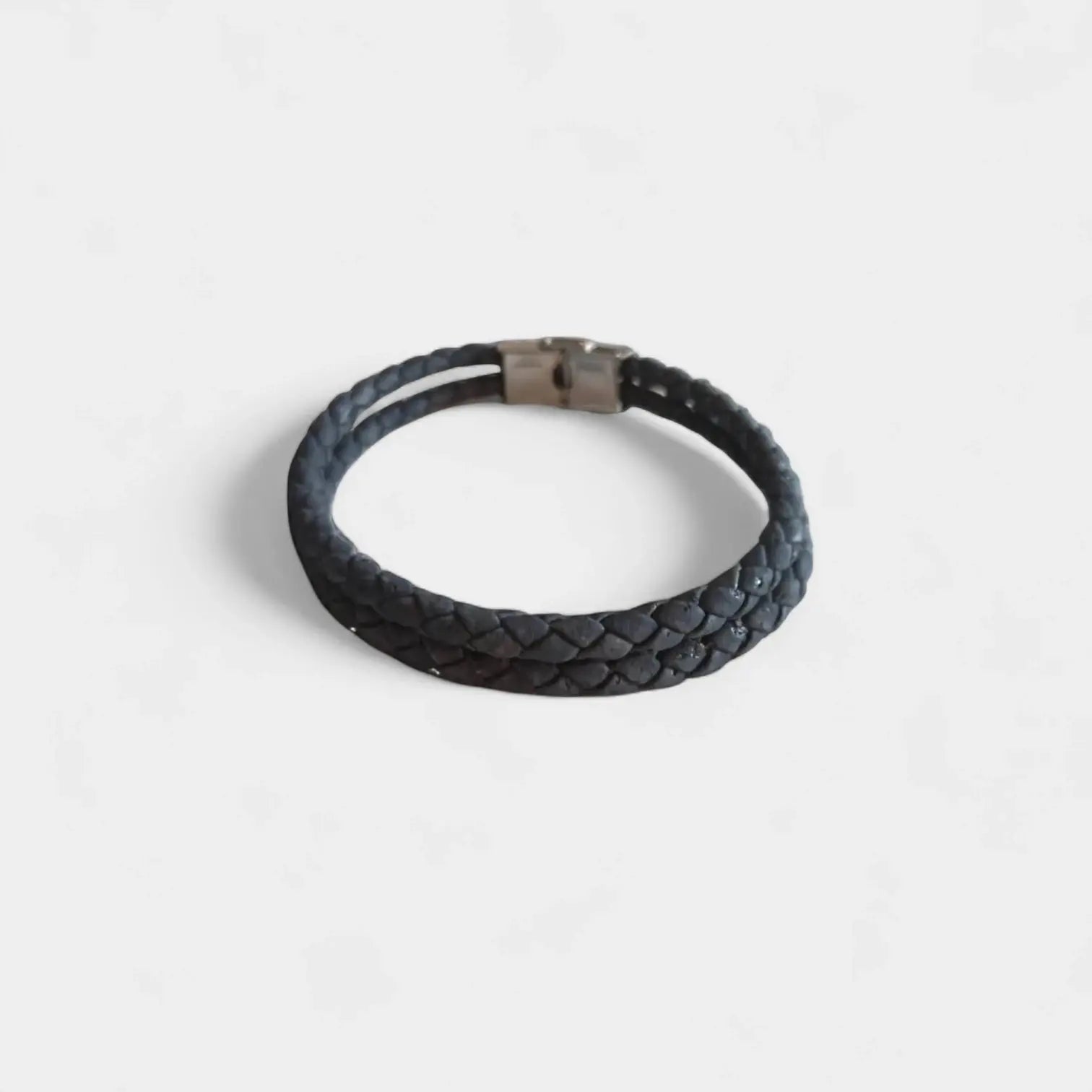 Bracelet vegan en liège tressé, Léo  Karmyliege 22cm / Noir