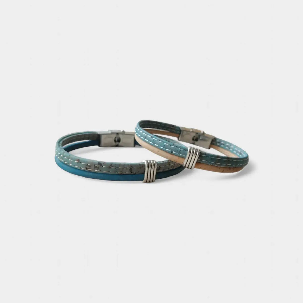 Bracelet vegan en liège, Milo  Karmyliege Bleu canard / 21cm