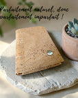 Portefeuille vegan en liège vertical avec volet, Sam beige
