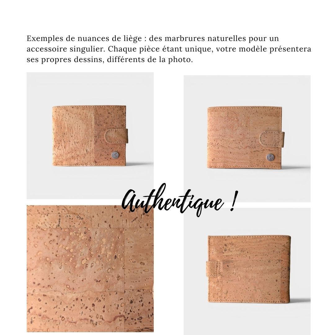 Portefeuille vegan en liège avec zip, Roman  Karmyliege