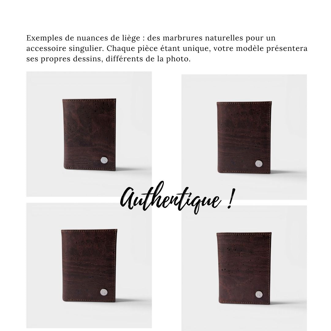 Portefeuille vegan en liège vertical avec volet, Sam  Karmyliege