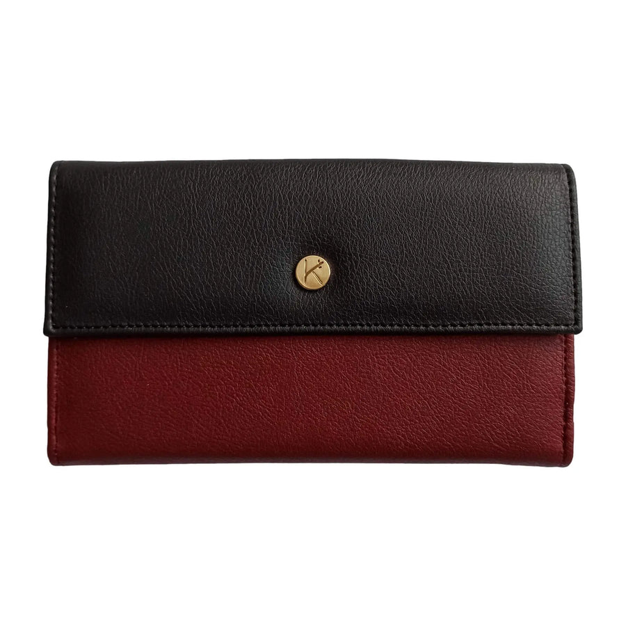 Grand portefeuille en cuir de pomme Célia  Karmyliege Noiretbordeaux