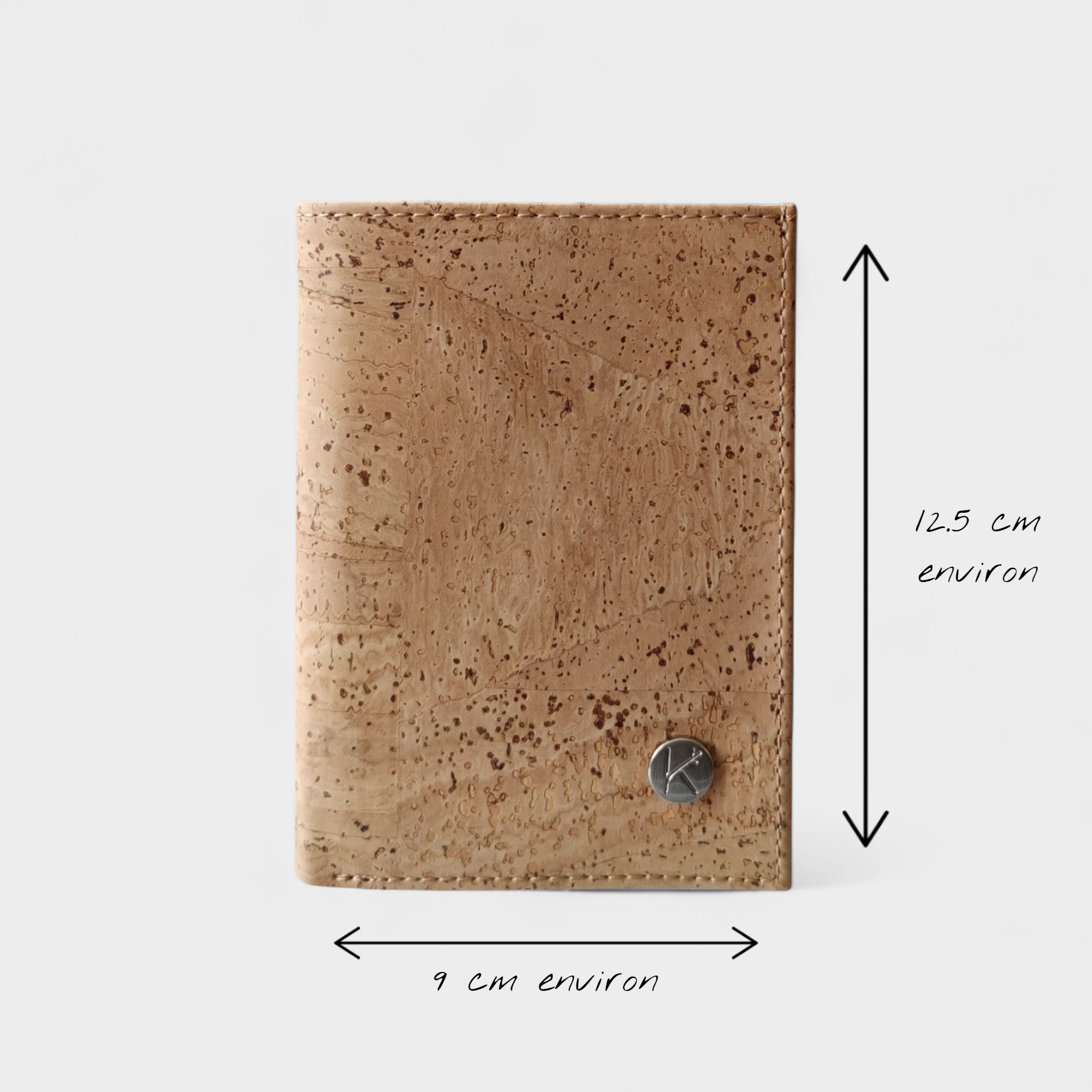 Portefeuille vegan en liège vertical avec volet, Sam