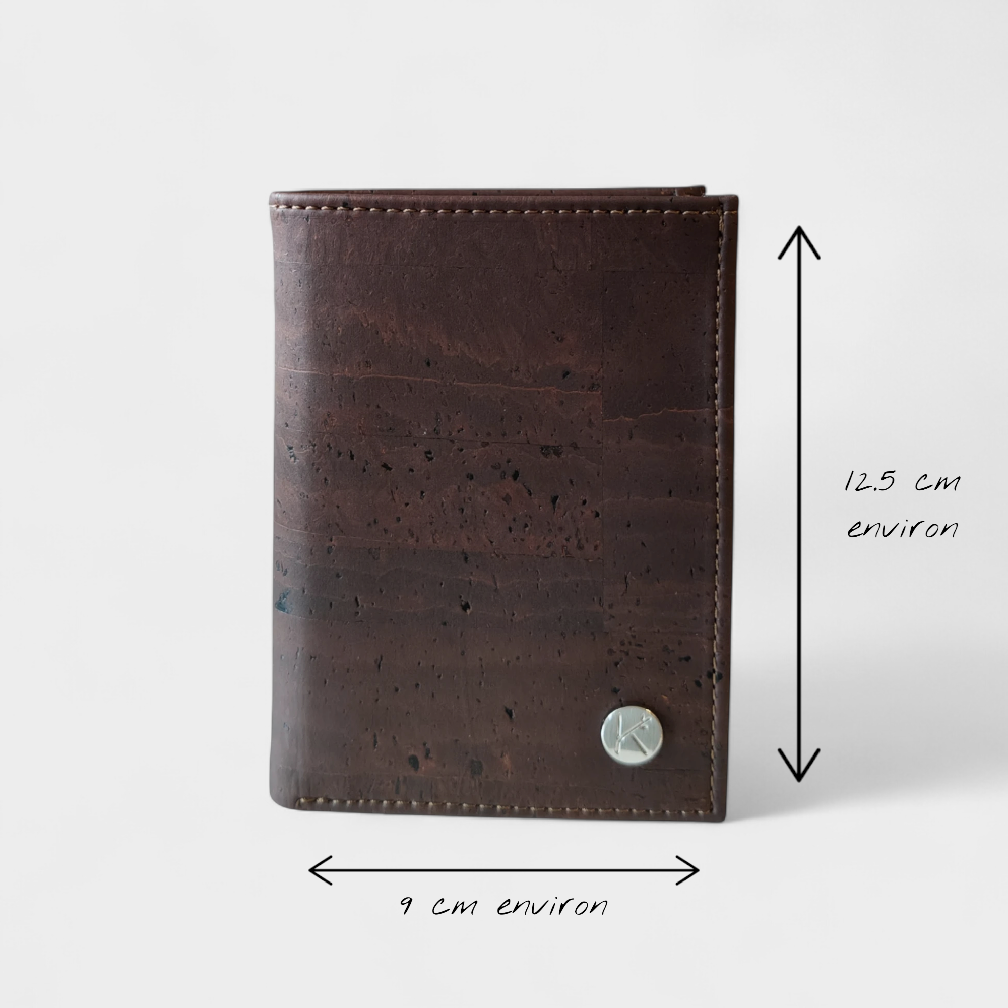 Portefeuille vegan en liège vertical avec volet, Sam