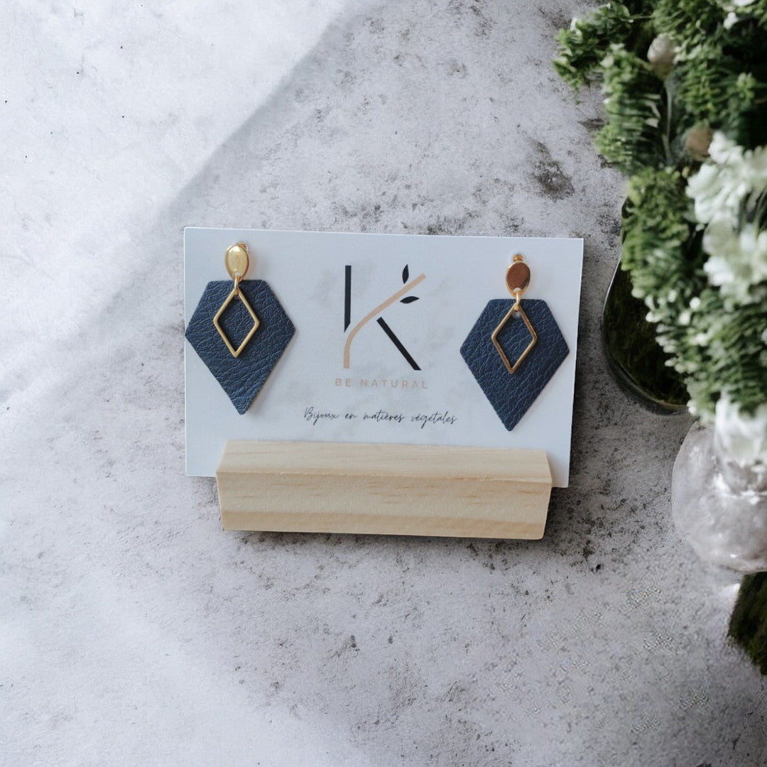 Boucles d&#39;oreilles, Alicia - Cuir de pomme ou cactus