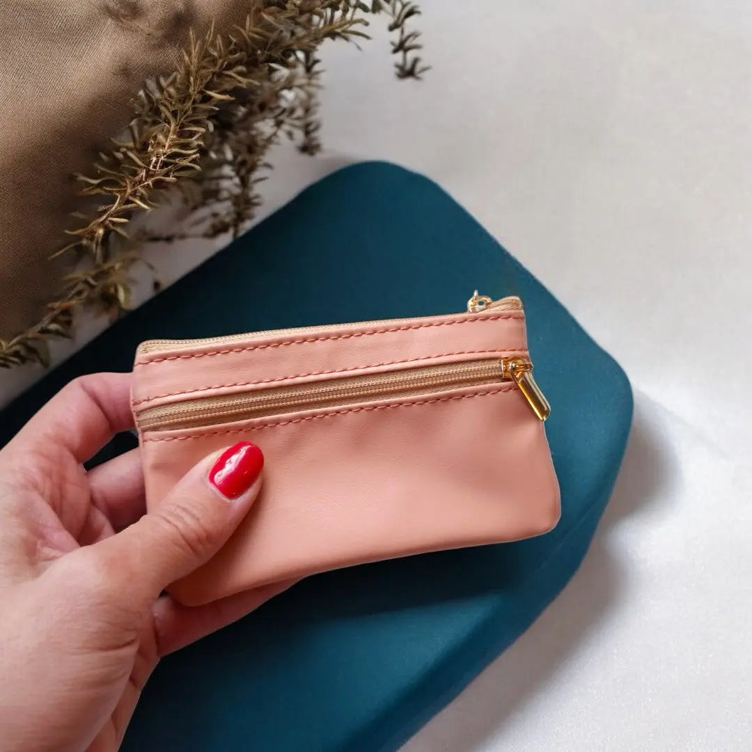 Porte-monnaie vegan en cuir de cactus saumon  Karmyliege