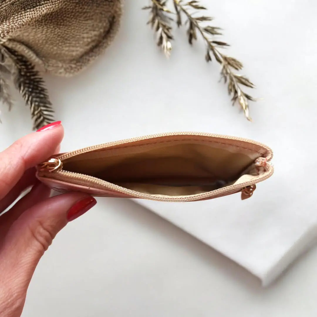Porte-monnaie vegan en cuir de cactus saumon  Karmyliege