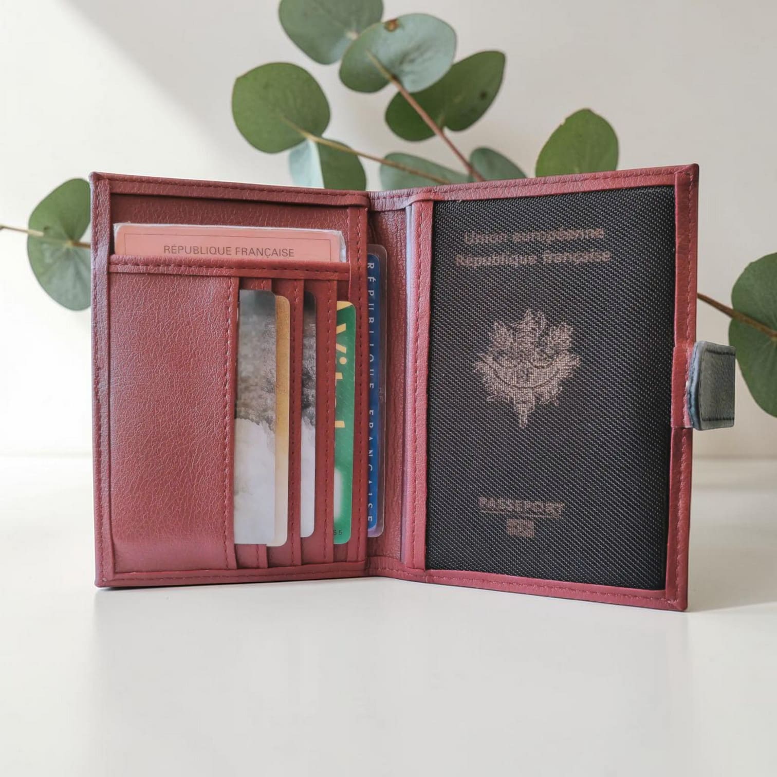 Porte-papiers et passeport en peau de pomme, Swan  Karmyliege