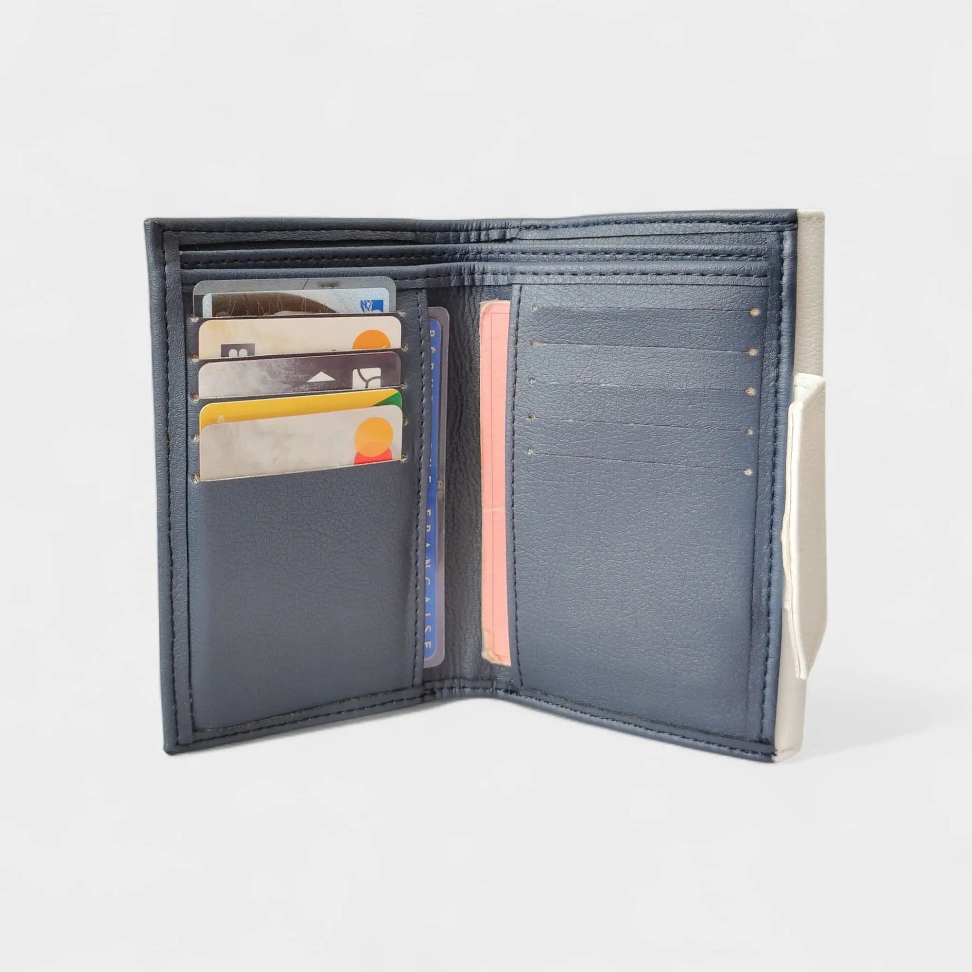 Portefeuille vegan en liège ou peau de pomme, Tiffany bleu-nuit  Karmyliege