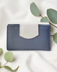 Portefeuille vegan en liège ou peau de pomme, Tiffany bleu-nuit  Karmyliege