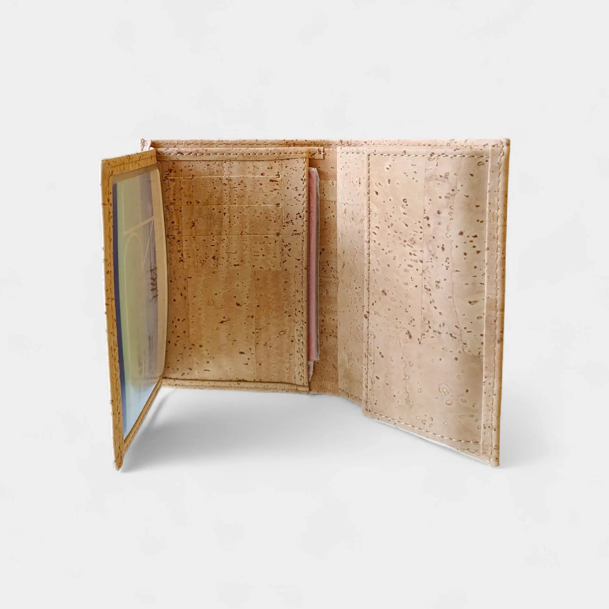 Portefeuille vegan en liège vertical avec volet, Sam  Karmyliege