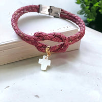 Bracelet en liège tressé Julia  Karmyliege 17-cm-poignet-fin-Croix