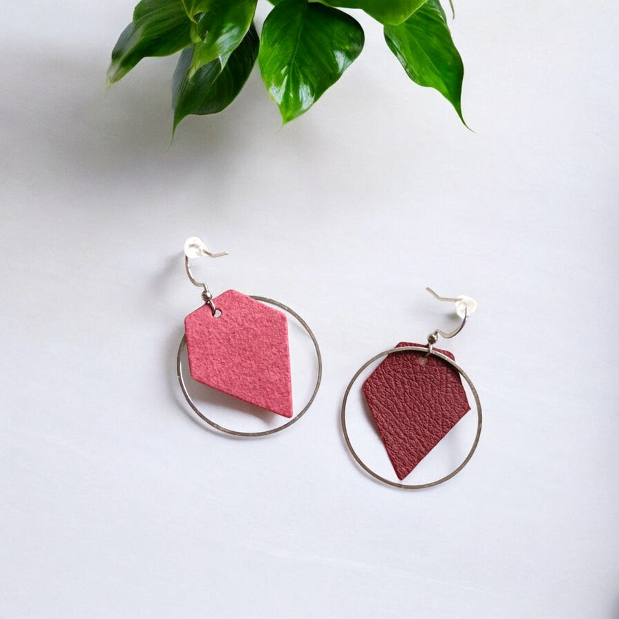 Boucles d'oreilles en cuir de pomme, Rosa