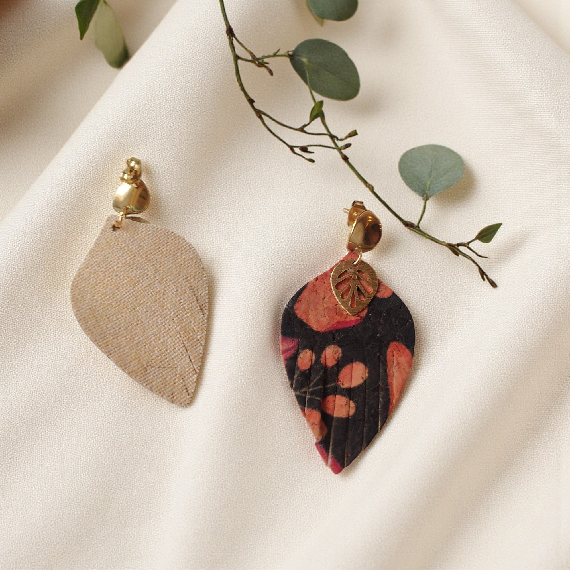 Boucles d&#39;oreilles vegan en liège, Luzia