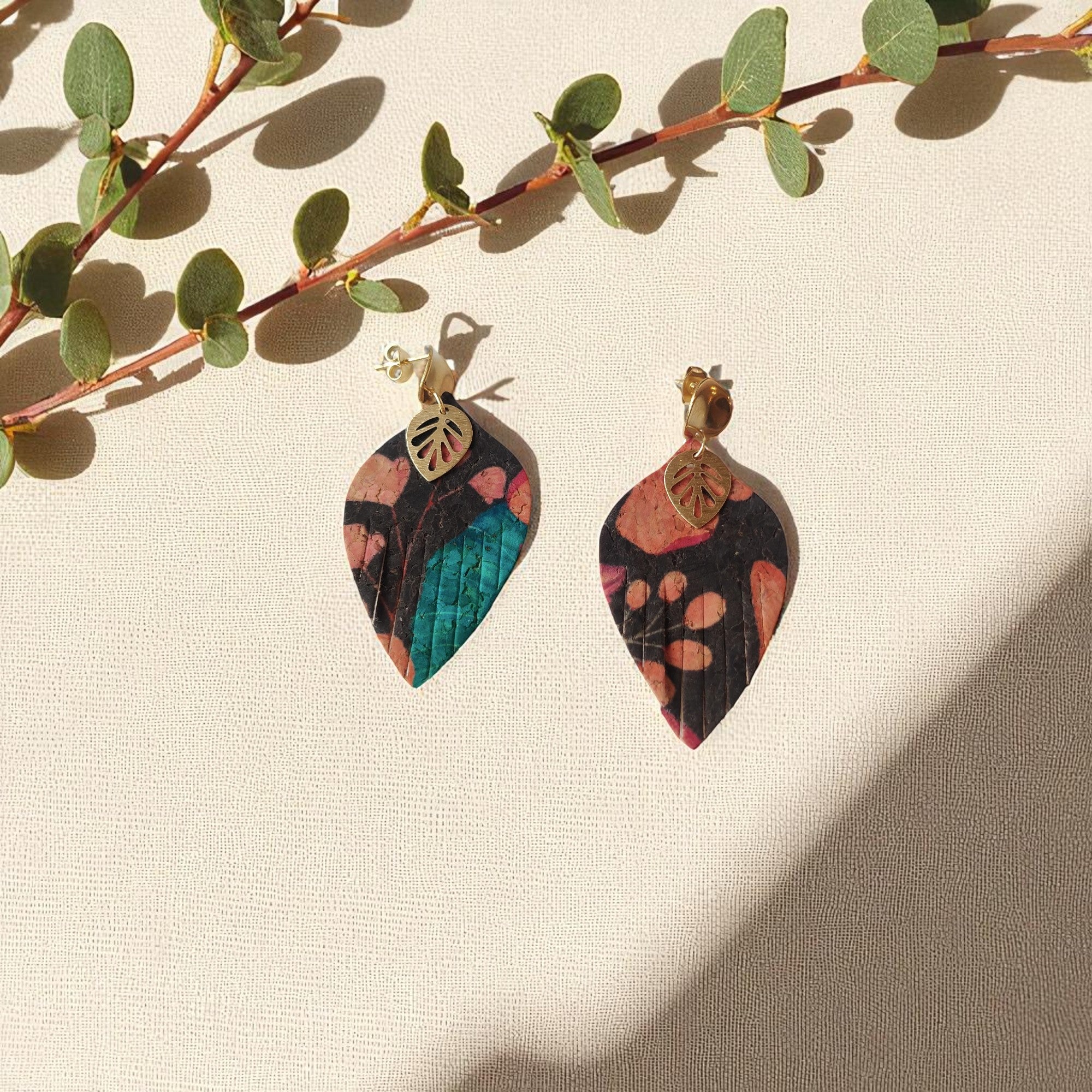 Boucles d&#39;oreilles vegan en liège, Luzia