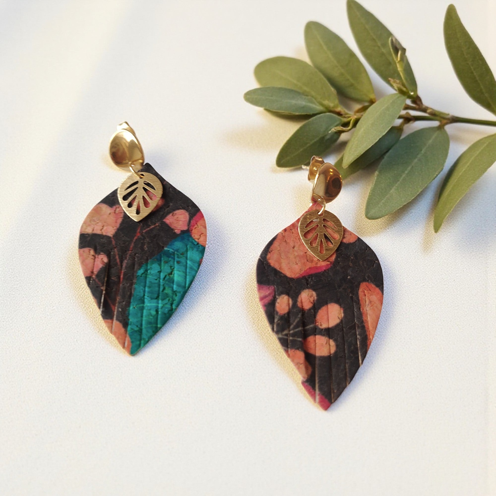 Boucles d&#39;oreilles vegan en liège, Luzia