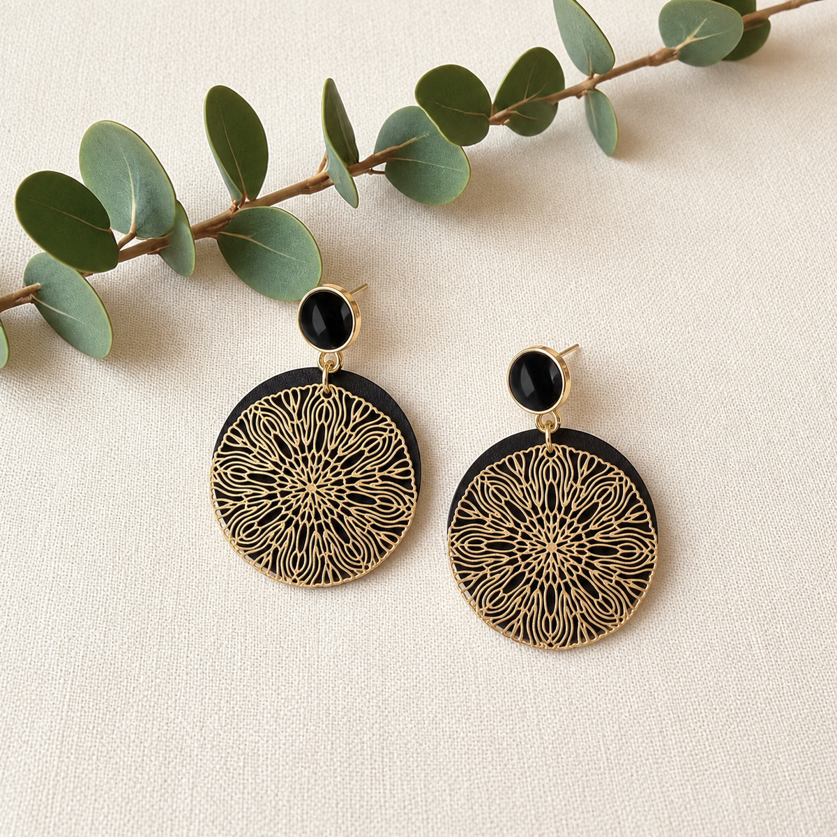 Boucles d'oreilles vegan en cuir de cactus, Léa