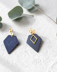 Boucles d'oreilles vegan, Alicia - Cuir de cactus bleu